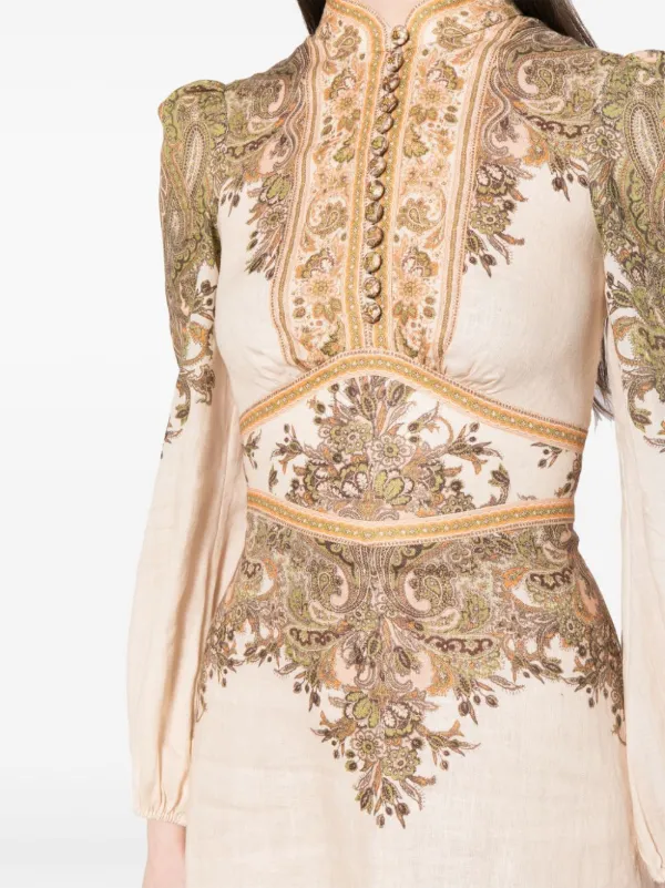 ZIMMERMANN Natura Midi Dress | Neutrals | FARFETCH
