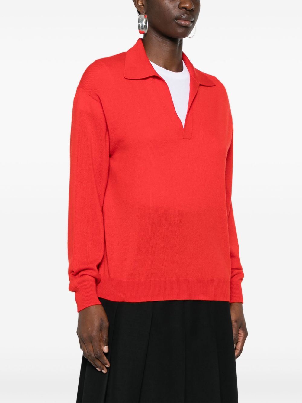 Shop Auralee V-neck Fine-knit Jumper In Red