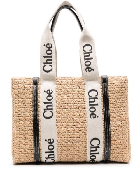 Chloé medium Woody raffia beach bag