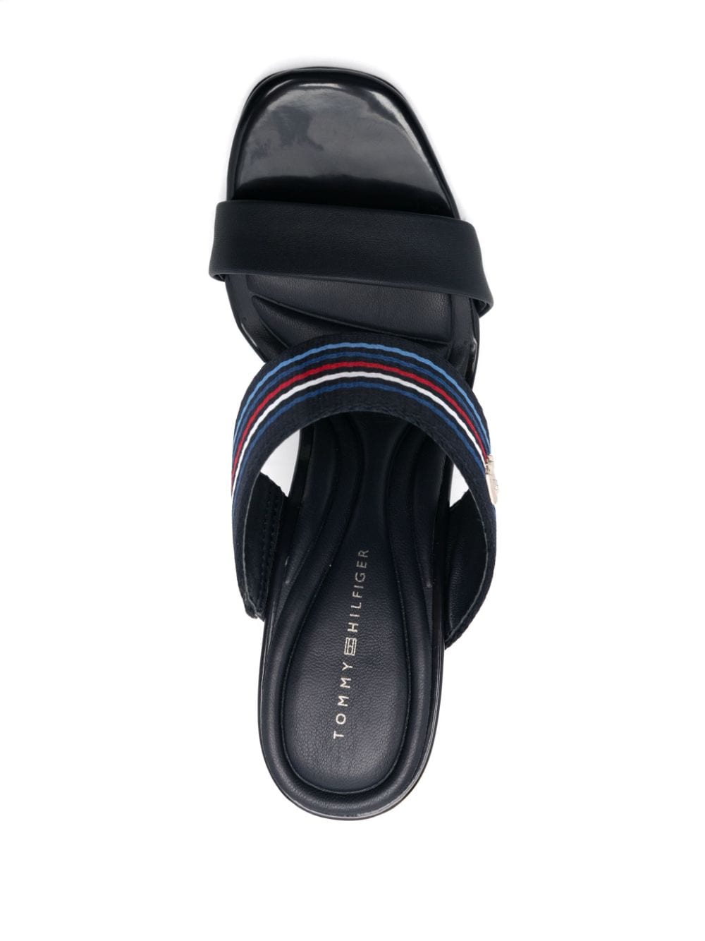 Shop Tommy Hilfiger 100mm Stripe-detailmules In Blue