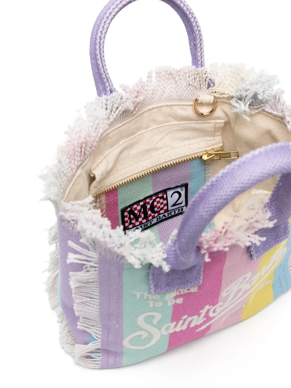 MC2 Saint Barth Kids Vanity kleine gestreepte shopper Paars