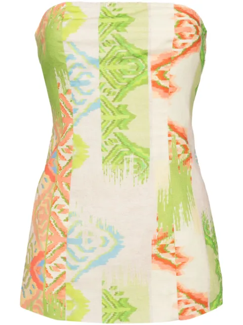 NEVER FULLY DRESSED abstract-print strapless top