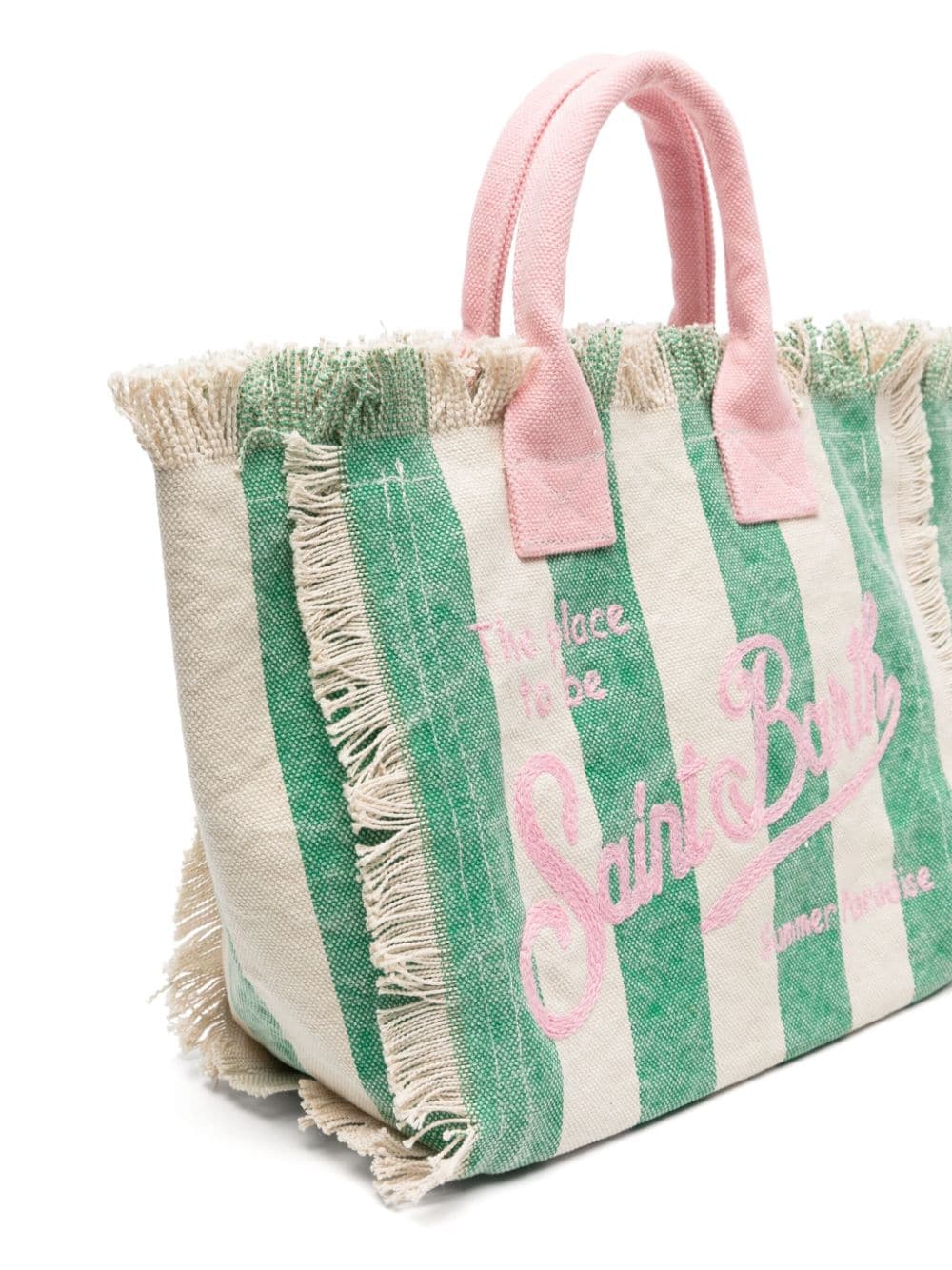 Shop Mc2 Saint Barth Colette Striped Tote Bag In Green