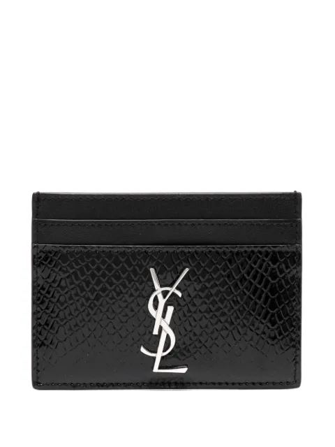 Saint Laurent logo-plaque leather cardholder