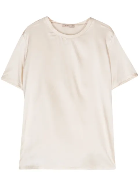 Blanca Vita crew-neck satin T-shirt