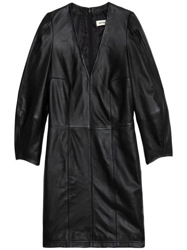 ワンピース Zadig & Voltaire Leather Mini Dress Zadig & Voltaire Rixina Crinkled Leather Dress – REBEL PHL