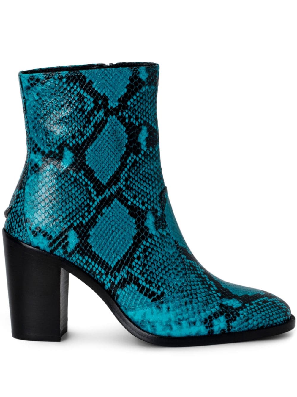 Zadig & Voltaire Preiser 85mm Snakeskin-effect Ankle Boots In Blue