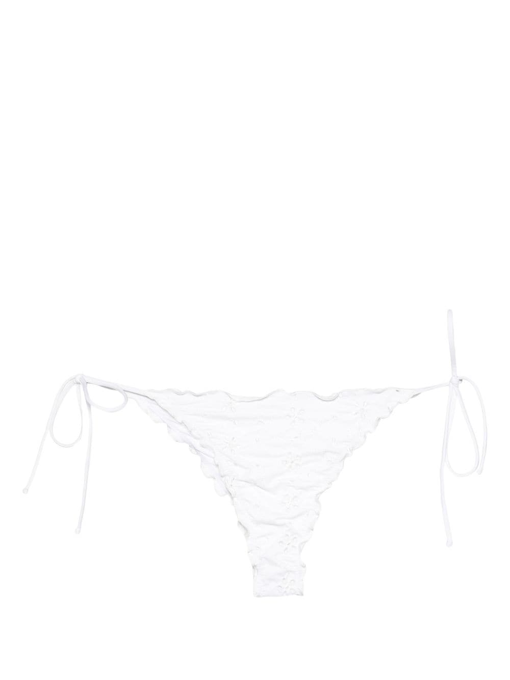 Mc2 Saint Barth Floral-embroidery Bikini Bottom In White