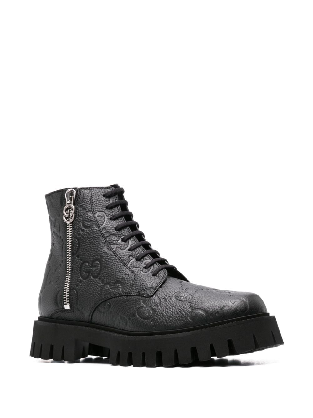 Shop Gucci Gg Supreme Leather Boots In Black
