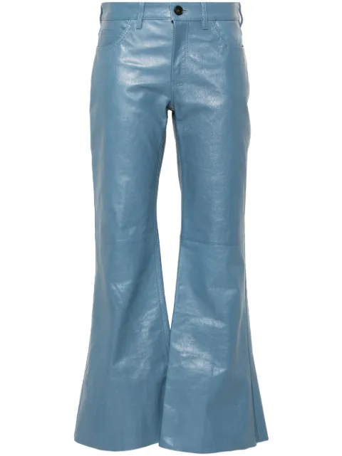 Marni logo-appliqué leather flared trousers