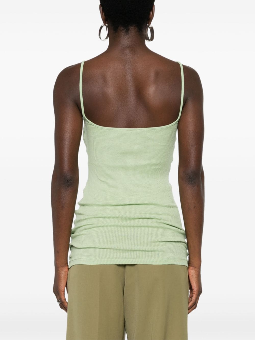 Shop Auralee Fine-ribbed Cotton Tank Top In Green