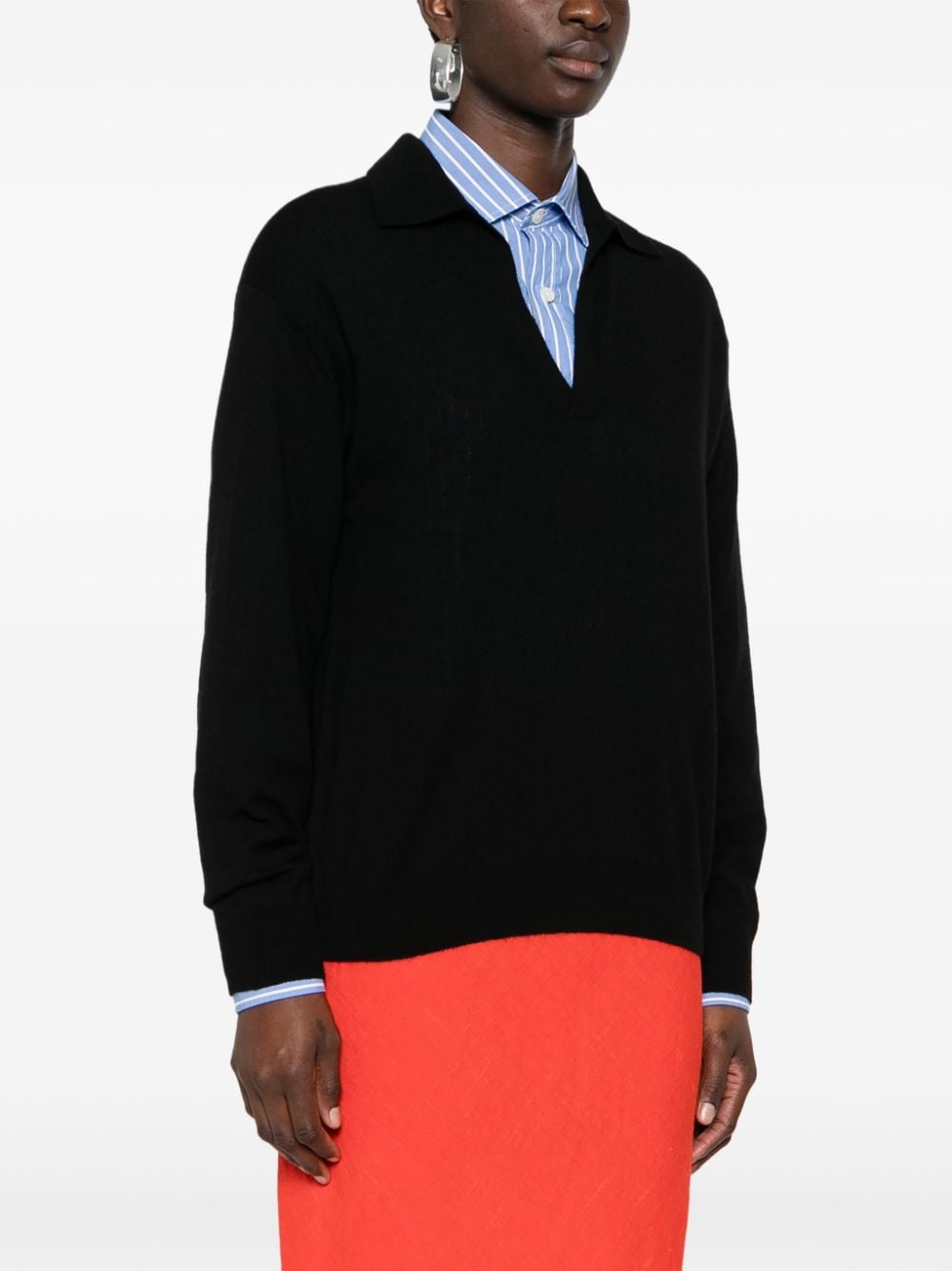 Shop Auralee V-neck Cashmere Silk Jumper In Black