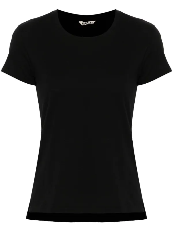 Auralee Short-sleeve Cotton T-shirt in Black