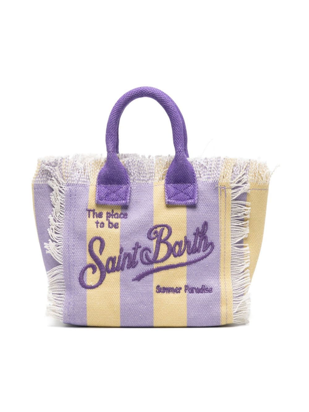 Shop Mc2 Saint Barth Mini Vanity Striped Tote Bag In 紫色