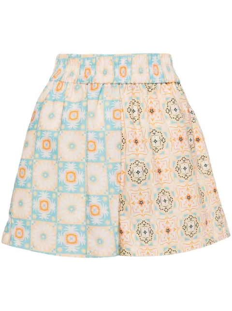 NEVER FULLY DRESSED geometric-print high-rise shorts