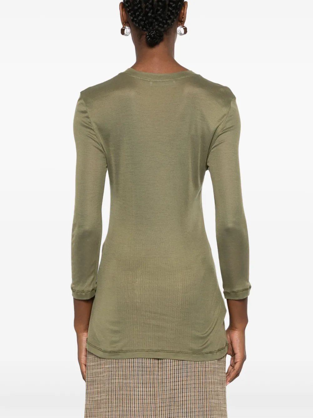 Prada Semi-doorzichtige zijden top met logo Groen