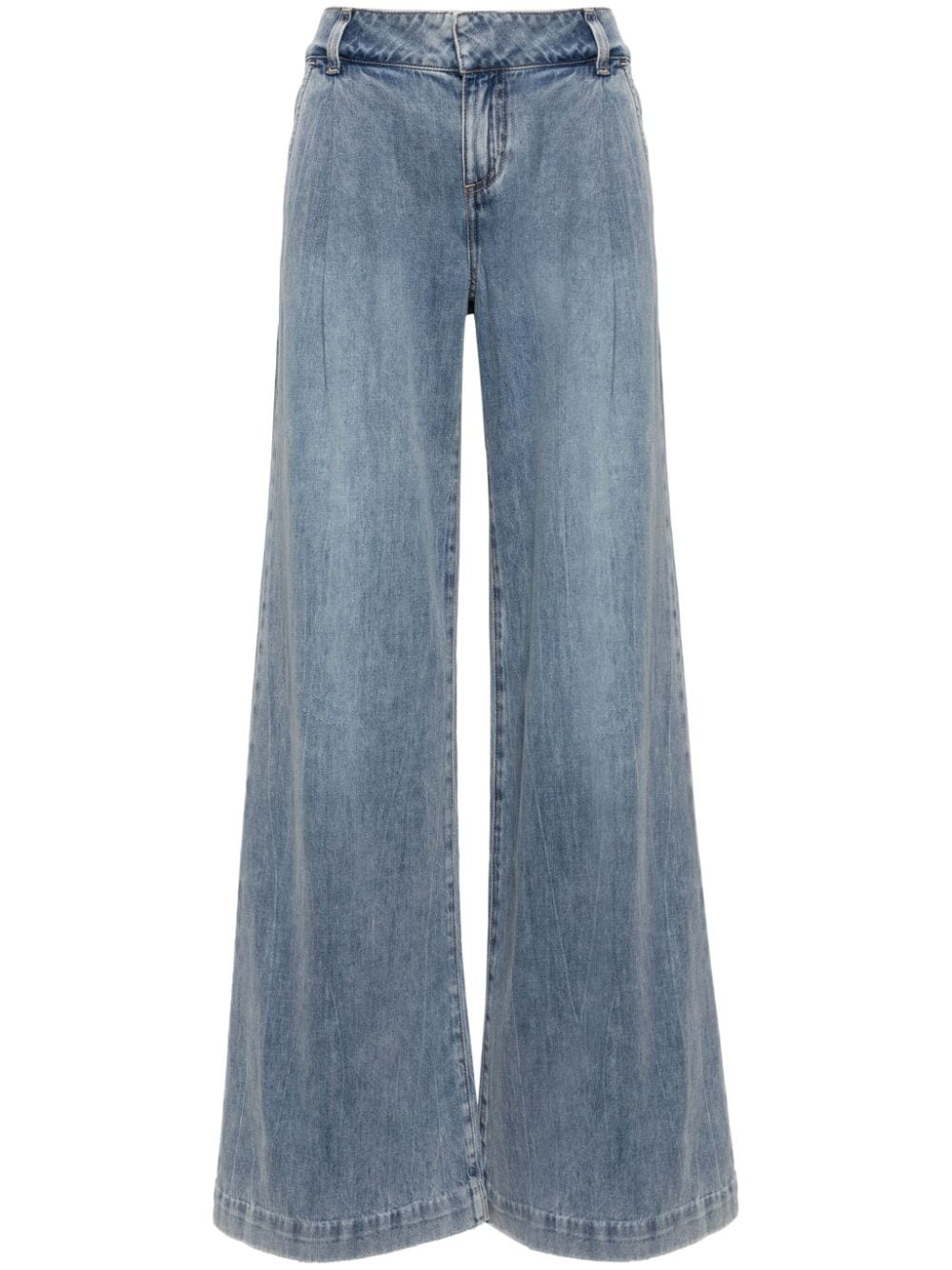 Shop Alice And Olivia Sadie Low-rise Wide-leg Jeans In Blue