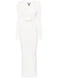 NISSA rose-appliqué ruched maxi dress - White