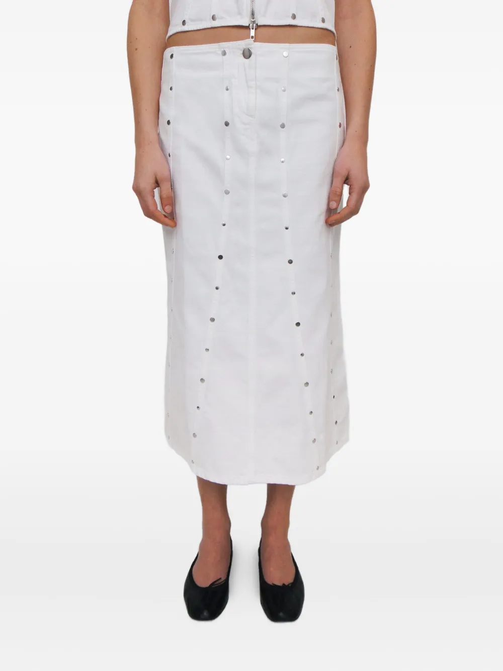 Gimaguas Stud-embellished Midi Skirt In White
