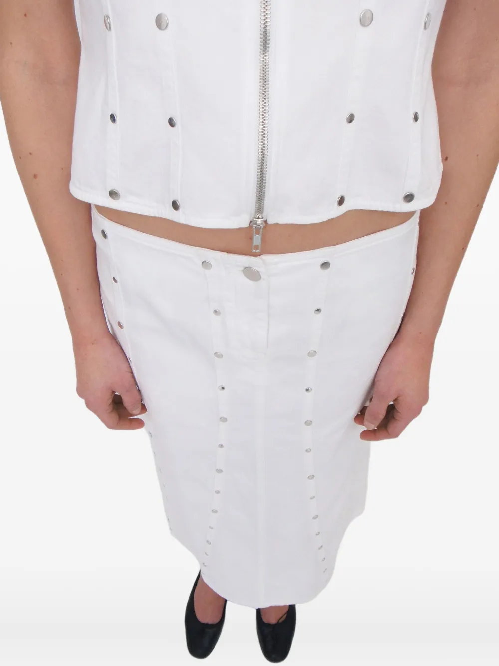 Gimaguas Stud-embellished Midi Skirt In White