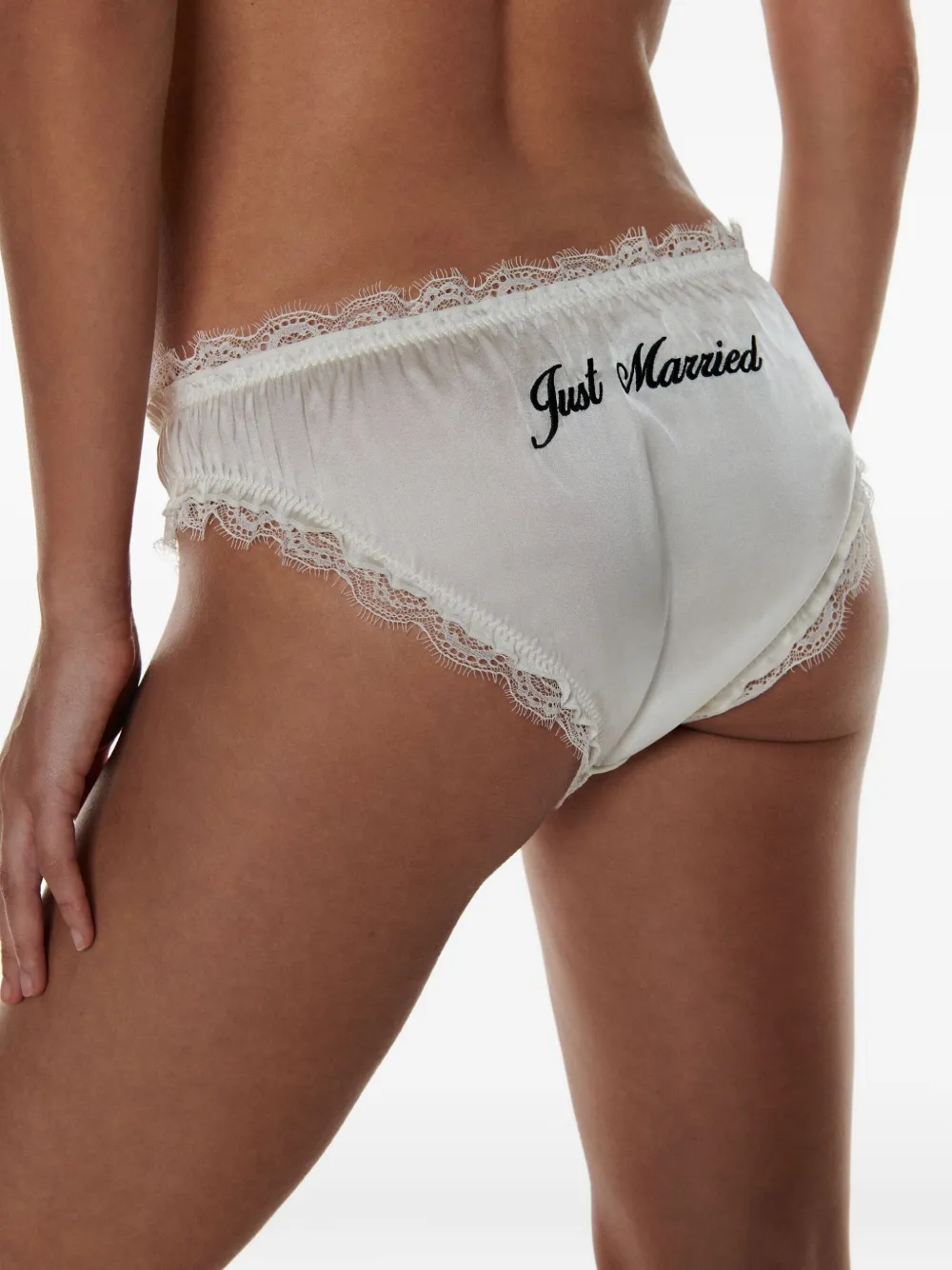 Love Stories Lace-trimmed Embroidered Briefs In White