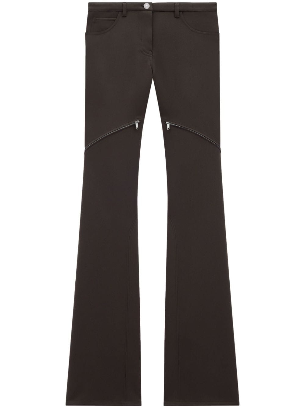 Courrèges Ellipse Low-rise Twill Trousers In Brown