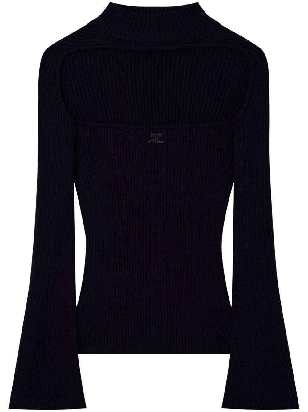 Courrèges Cut-out Ribbed Jumper In Black