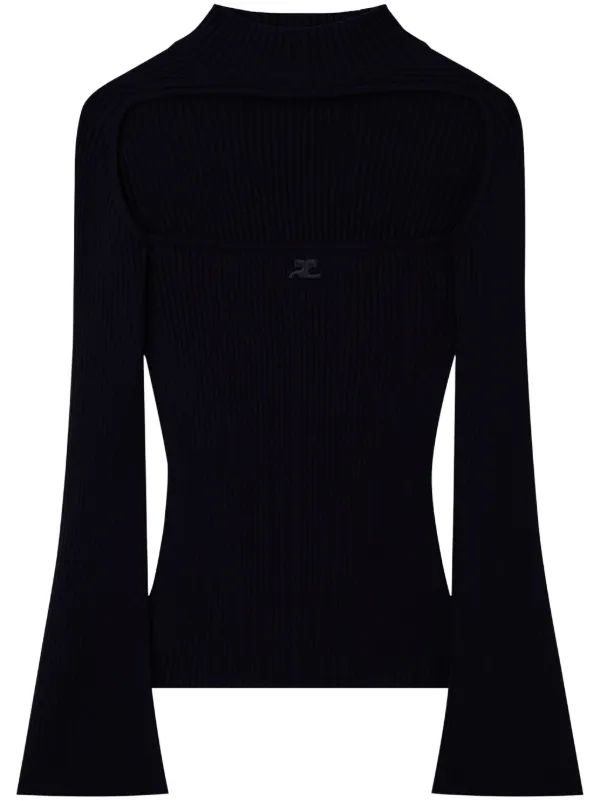 Courrèges Cut-out Ribbed Jumper in Black