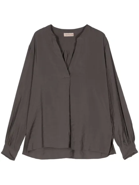 Blanca Vita band-collar long-sleeves blouse