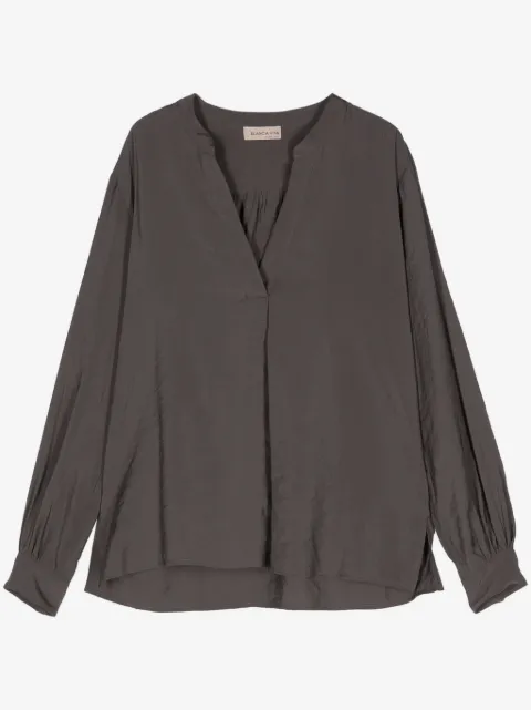 Blanca Vita Blusa mangas longas com gola padre