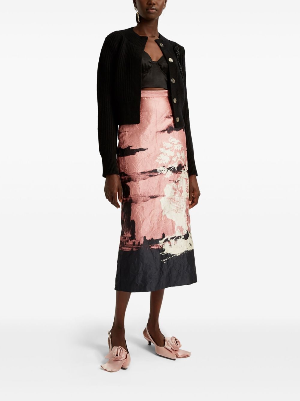 Shop Erdem Pencil Midi Skirt In Pink