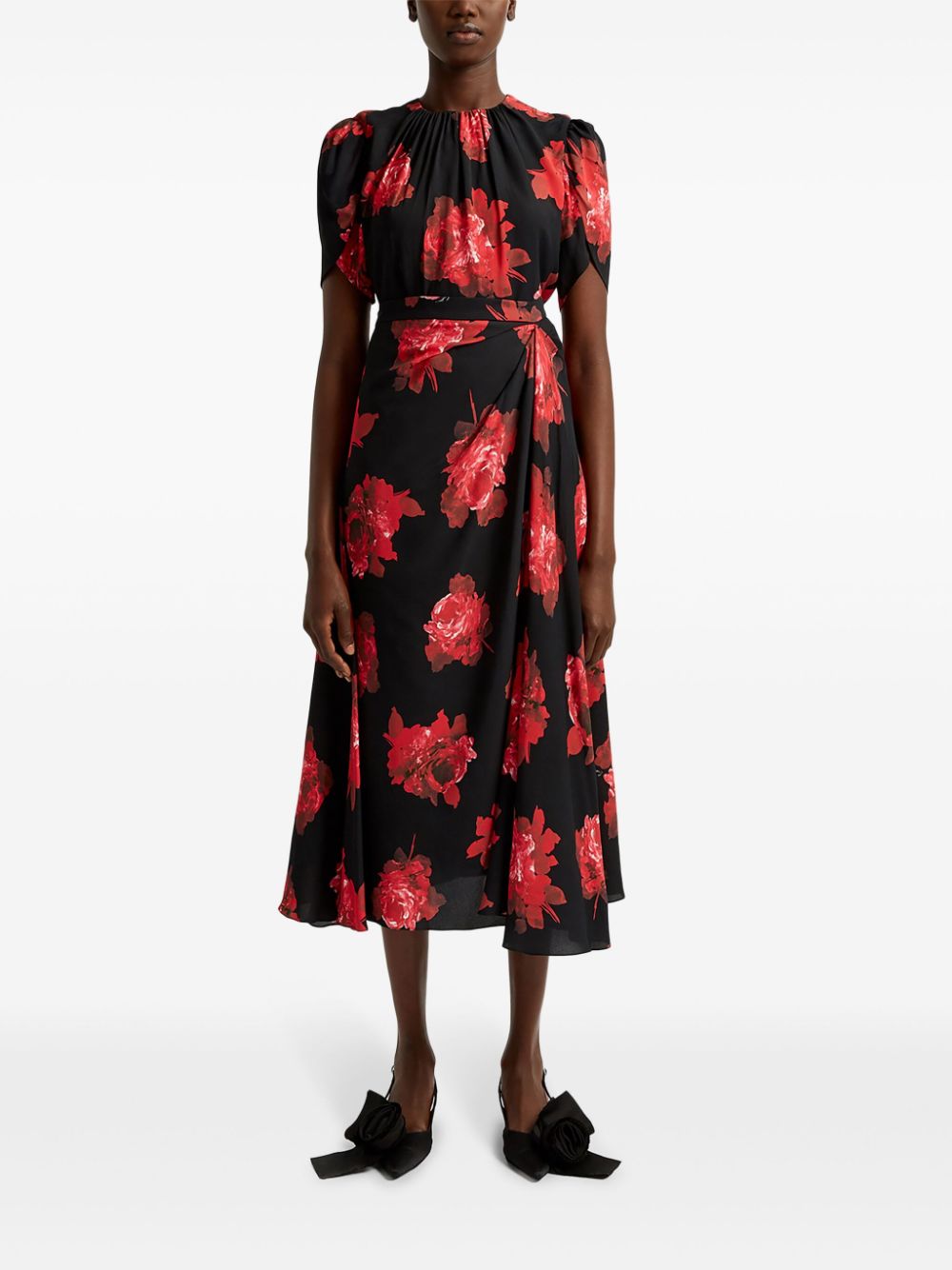 Shop Erdem Floral-print Top In Black