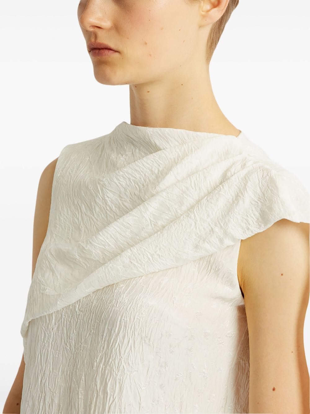 Shop Erdem Asymmetric-design Draped Blouse In Neutrals