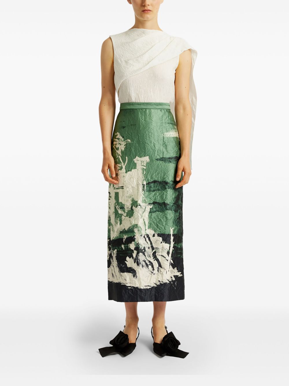 Shop Erdem Asymmetric-design Draped Blouse In Neutrals