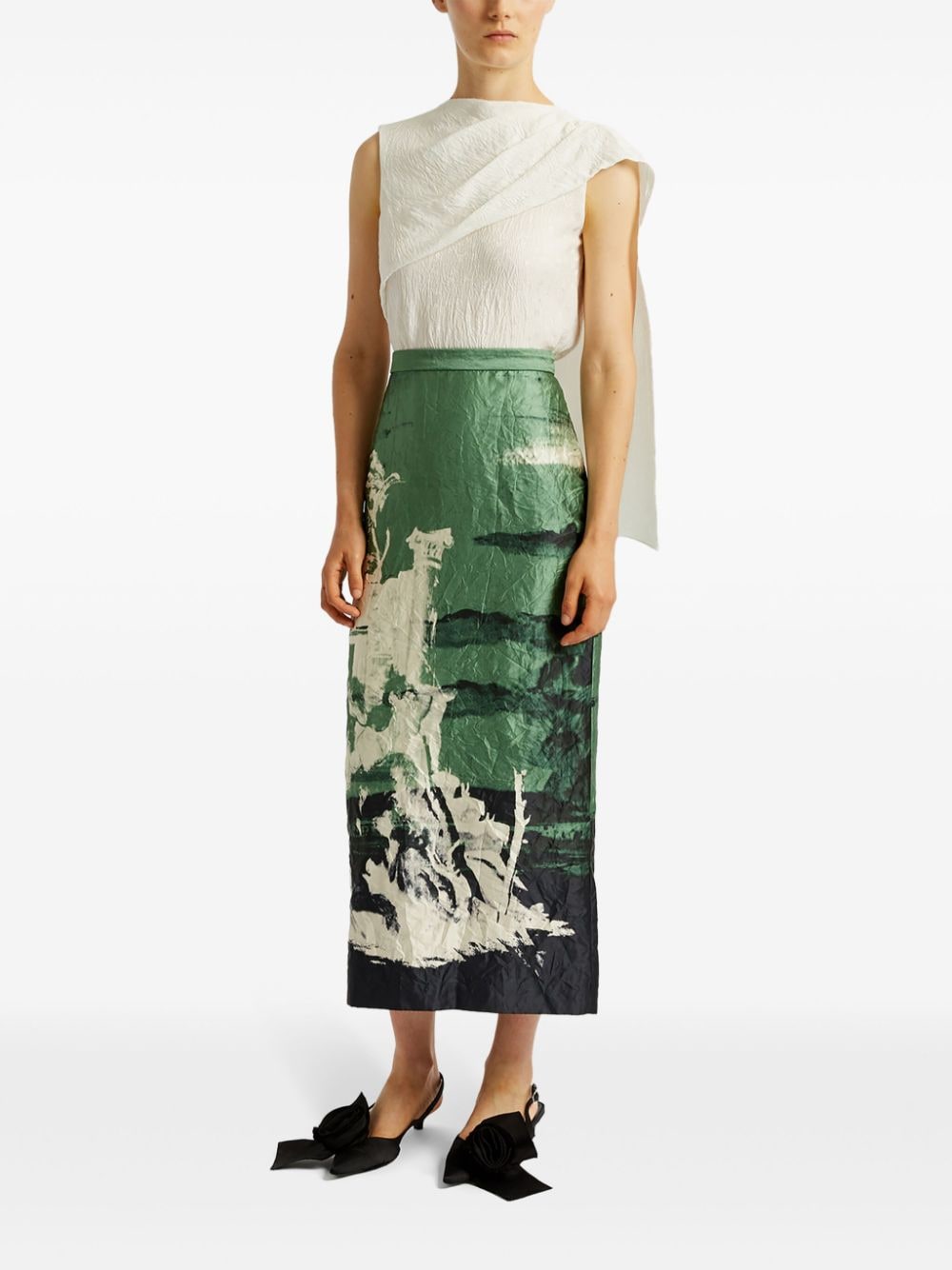 Shop Erdem Asymmetric-design Draped Blouse In Neutrals