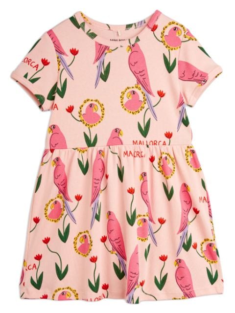 Mini Rodini Parrots-print T-shirt dress