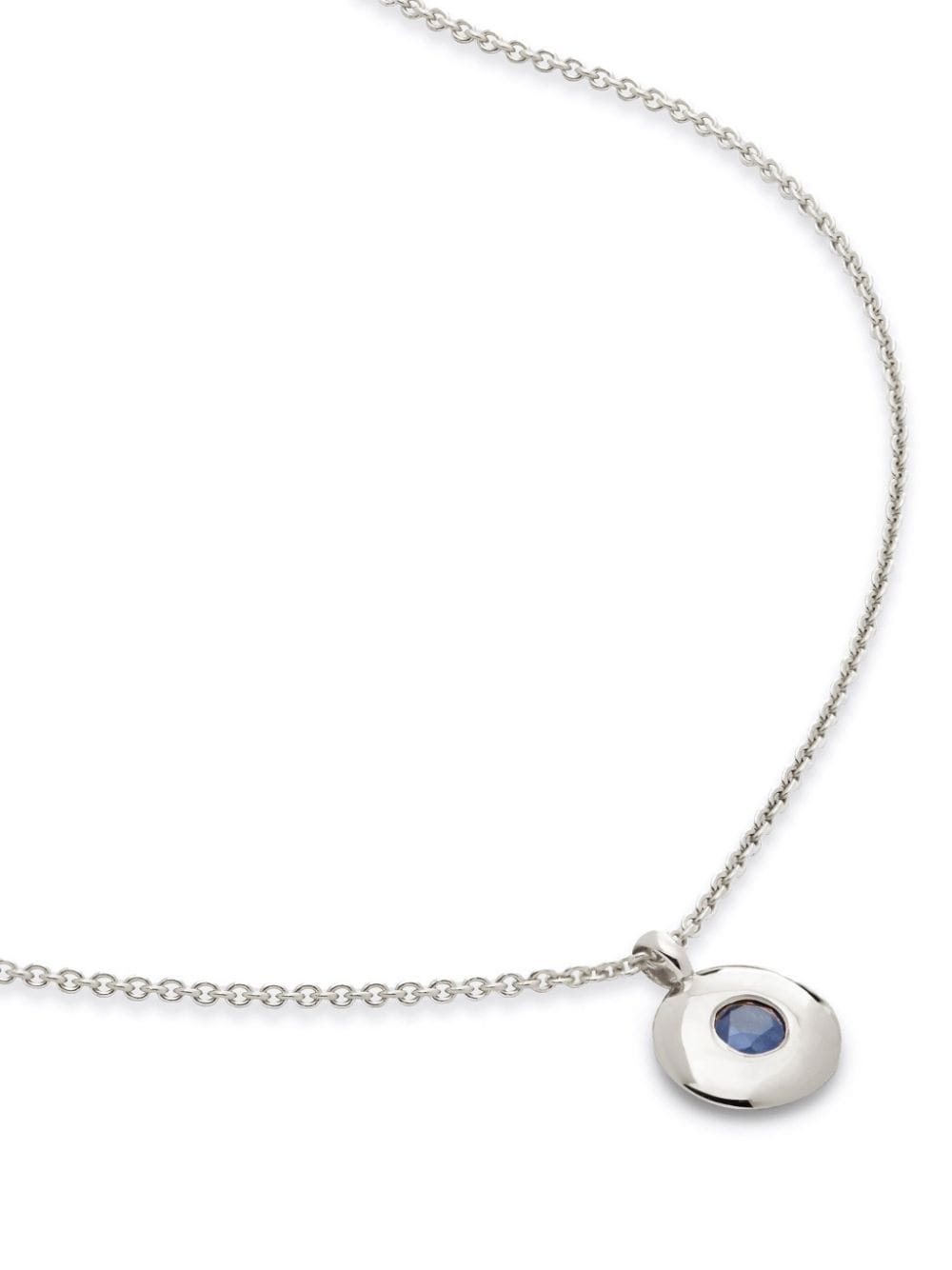 Monica Vinader September Sapphire Pendant Necklace In Silver