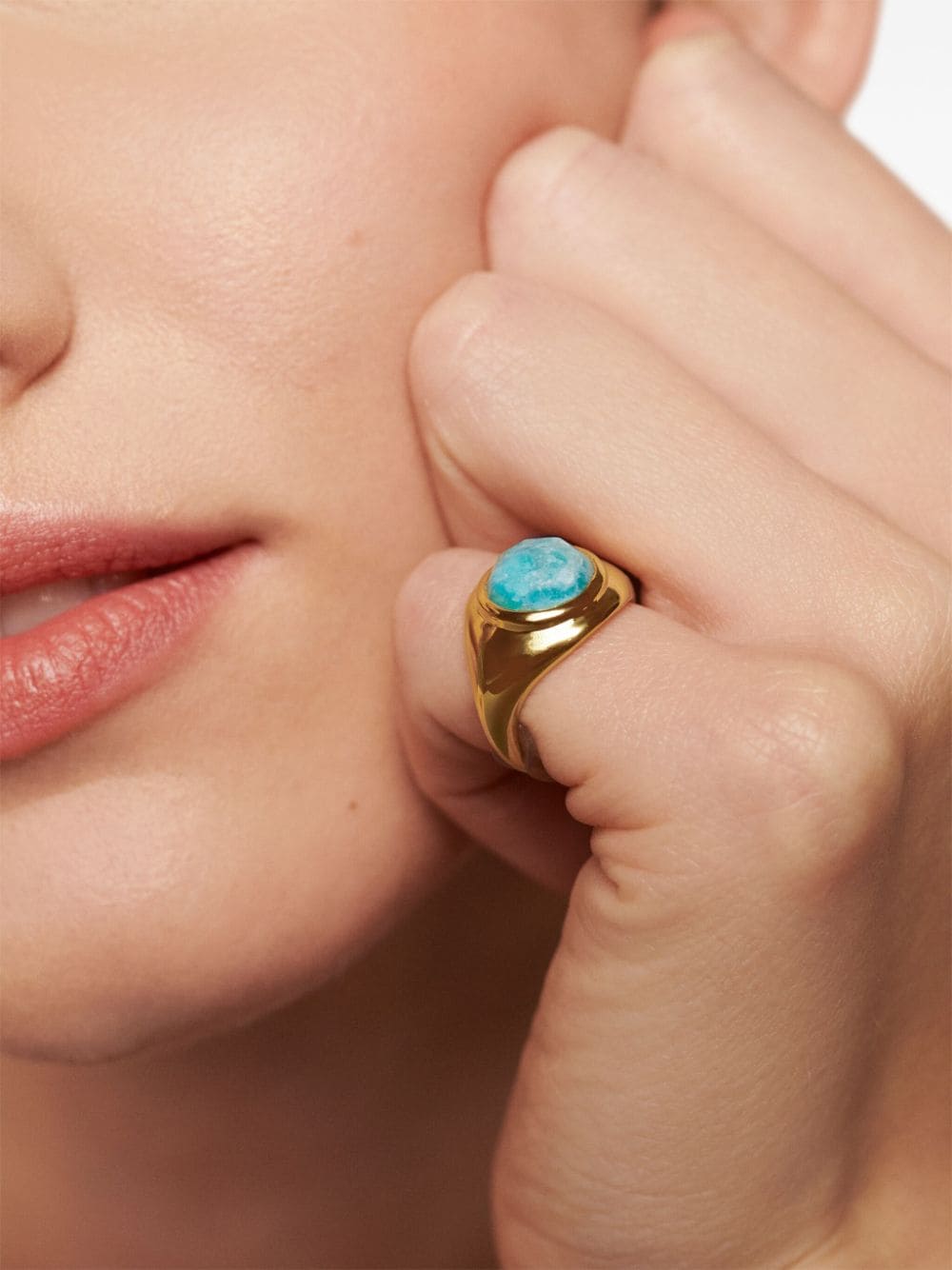 Shop Monica Vinader Eclipse Amazonite Signet Ring In Gold