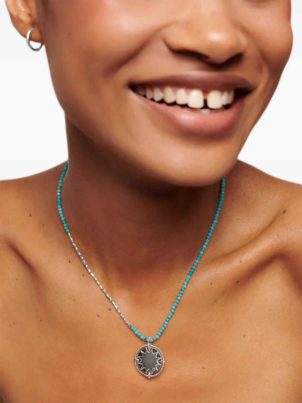 Monica Vinader Sterling Silver Talisman Sun Pendant Charm In Silver