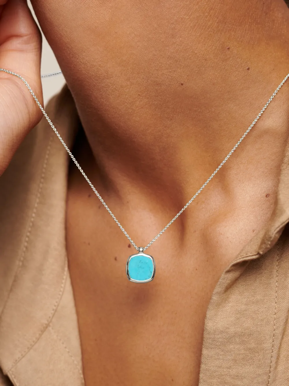 Monica Vinader Womens Sterling Silver Delphi Sterling-silver And Turquoise Pendant Necklac In Silver