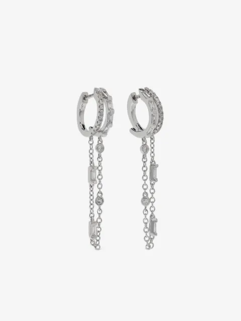 SHAY aretes Diamond Double Mixed Fringe en oro blanco de 18kt