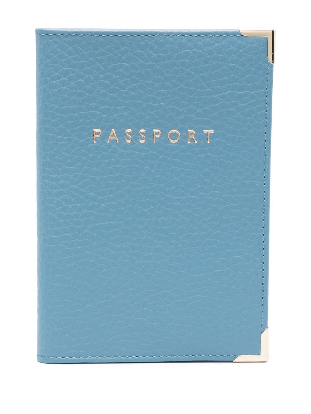 Aspinal Of London logo-stamp leather passport cover - Blu