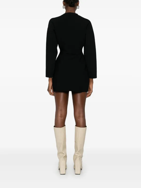 wardrobe nyc mini dress Silk-satin trimmed double-breasted grain de poudre wool mini dress - black