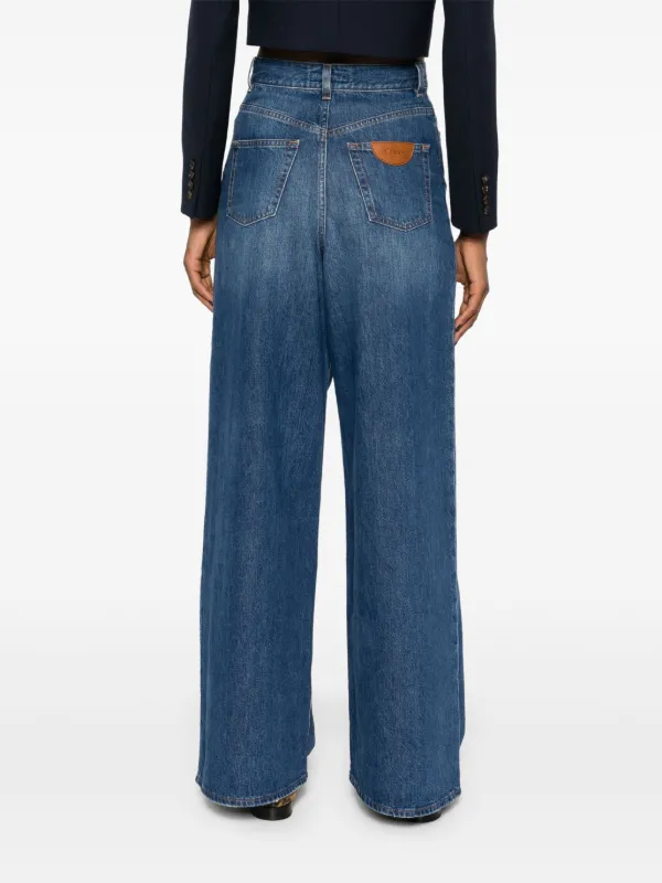 【送料&関税込】ChloAC Logo Palazzo Jeans CHANEL 21P Logo Embossed Jeans 36 Blue - Timeless Luxuries