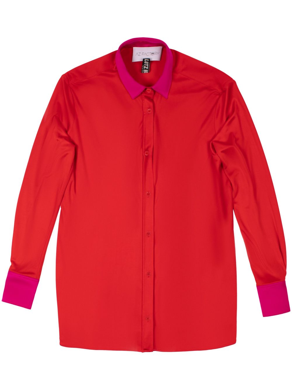 Az Factory Aka Contrasting Cuffs Shirt In Red