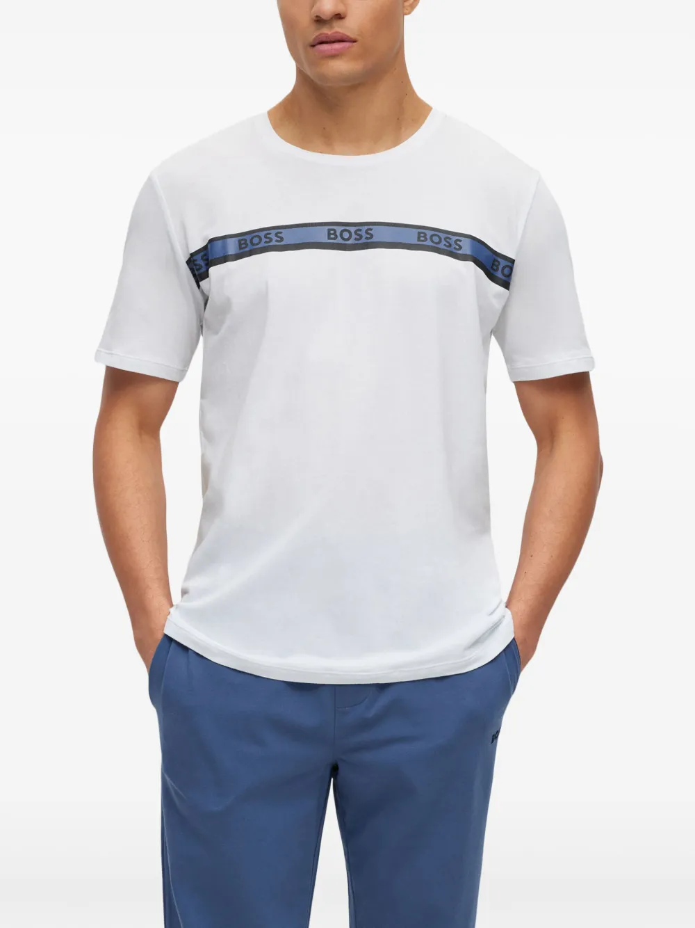 BOSS T-shirt met logoband Wit