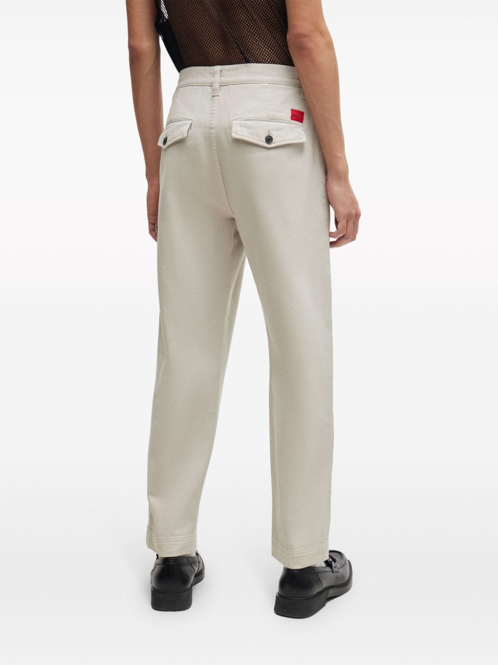 Shop Hugo Slim-cut Cotton Trousers In Grey