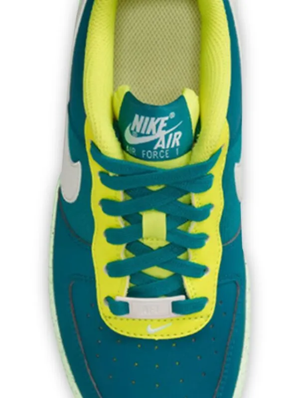 nike air force 1 crater trainers in white and green