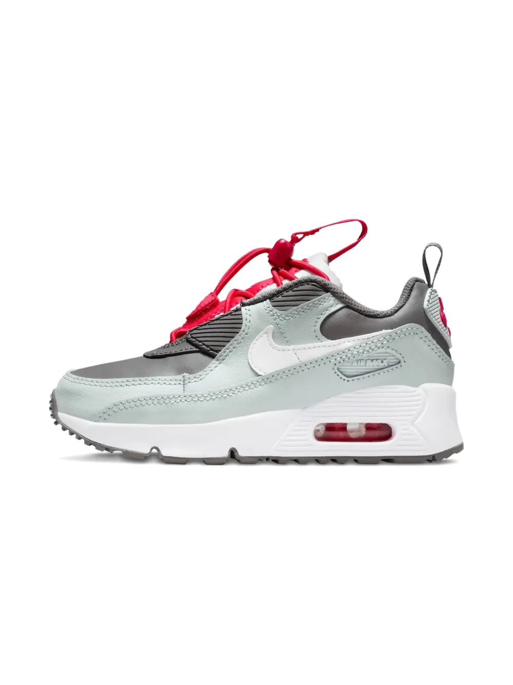 Nike Kids Air Max 90 "Flat Pewter Light Silver Siren Red White" sneakers Grey