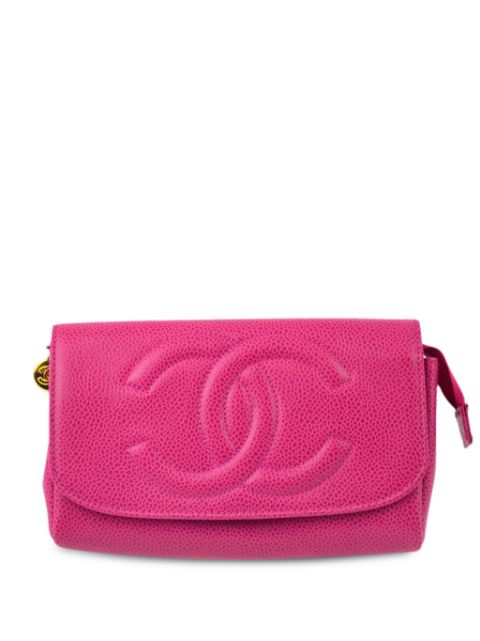 CHANEL 1997 CC-embossed leather make-up bag Women